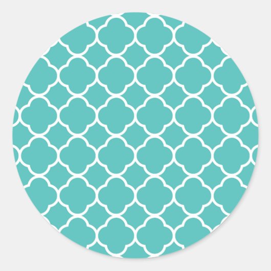 Klassiek Blauwgroen Marokkaans patroon Ronde Sticker (Voorkant)