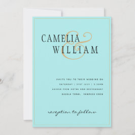 Klassiek Bleek Turquoise Zeeglas Gouden Trouwring Kaart