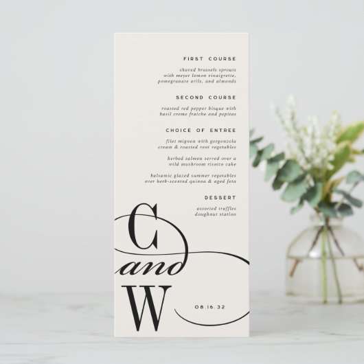 Klassiek bloeimonogram menu (Staand voorkant)