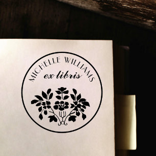 Klassiek  Bloemen Naam Ex Libris Boekplaat Zelfinktende Stempel