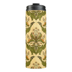 Klassiek bloemenbehang: gestileerde damast. thermosbeker