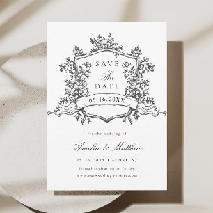 Klassiek bloemenkroon Zwart & Witte Huwelijk  Save The Date
