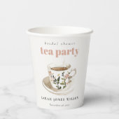 Klassiek bloemmotief theekopje bruidsshower theepa papieren bekers (Achterkant)