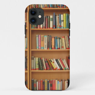 Klassiek boekenplankpatroon, boekenkast,boeken,oud iPhone 11 hoesje