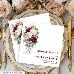 Klassiek Boho Maroon Roze Gouden Rozen Bruiloftspa Servet