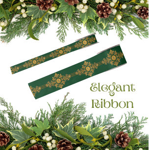 Klassiek bosgroen gouden medaillon lint