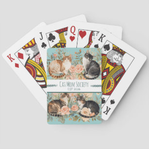 Klassiek botanisch cottagecore cadeau voor kattenl pokerkaarten