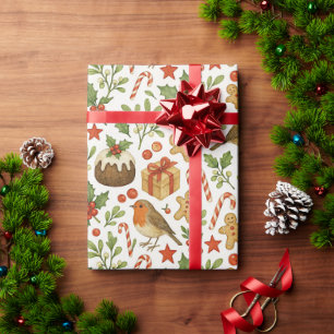 Klassiek botanisch hulst bloemmotief cadeaupapier