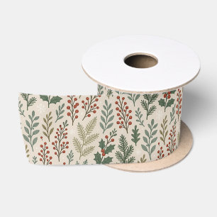 Klassiek botanisch hulstbes bloemmotief lint