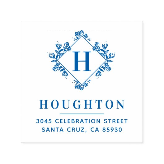 Klassiek Botanisch Monogram Retouradres Zelfinktende Stempel (Design)