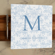 Klassiek botanisch toile monogram Frans blauw