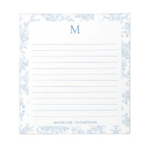 Klassiek botanisch toile monogram Frans blauw gevo
