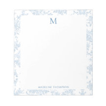 Klassiek botanisch toile monogram Frans blauw