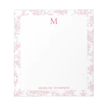 Klassiek botanisch toile monogram rood