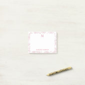 Klassiek botanisch toile monogram rood post-it® notes (Op bureau)