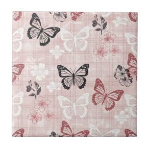 Klassiek botanisch vlinder toile patroon (1) tegeltje