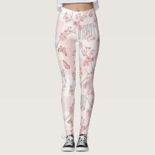 Klassiek botanisch vlinder toile patroon (7) leggings
