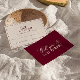 Klassiek Bourgondië Crème Oud Geld Fijne Huwelijk RSVP Kaartje
