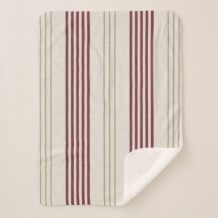 Klassiek Bourgondië Rood Ticking Streeppatroon Sherpa Deken