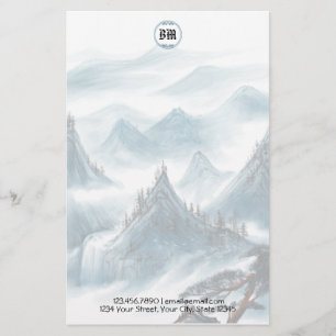 Klassiek Briefpapier met Blauwe Witte Bergen Uitzi