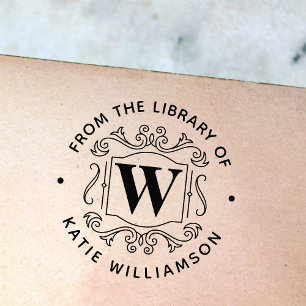 Klassiek Brits Monogram Persoonlijk Bibliotheekboe Zelfinktende Stempel