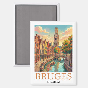 Klassiek Brugge België Gracht Kunst Magneet