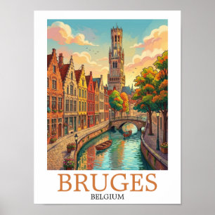 Klassiek Brugge België Gracht Kunst Poster