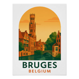 Klassiek Brugge België Reis Kunst – Retro Europese Perfect Poster