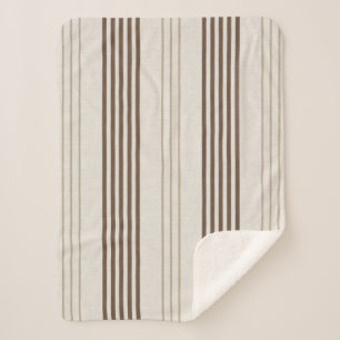 Klassiek bruin beige tikkende streeppatroon sherpa deken