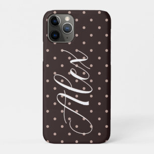 Klassiek bruin boho-stippenpatroongrafisch iPhone 11 pro hoesje