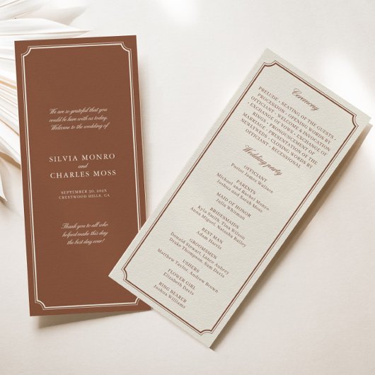 Klassiek  bruin & Ecru bruiloft programma