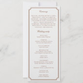 Klassiek  bruin & Ecru bruiloft programma (Achterkant)