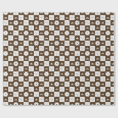 Klassiek bruin en wit geruit patroon cadeaupapier (Vlak)