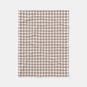Klassiek Bruin en Wit Patroon Houndstooth Fleece Deken