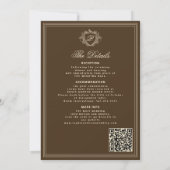 Klassiek bruin QR-code formeel monogram trouw Kaart (Achterkant)