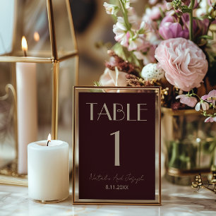 Klassiek Burgundy Goud Fancy Trouwtafel Nummer Kaart