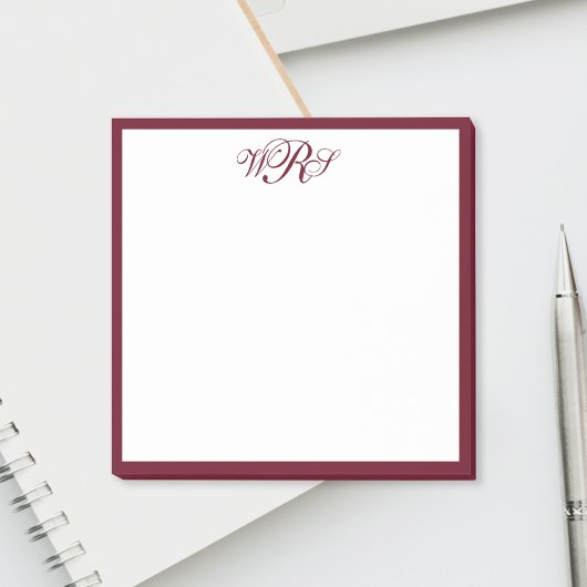Klassiek Burgundyrood Monogram Post-it® Notes