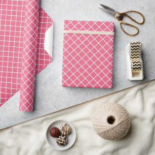 Klassiek Candy Roze Rood Wit Rutpatroon Cadeaupapier