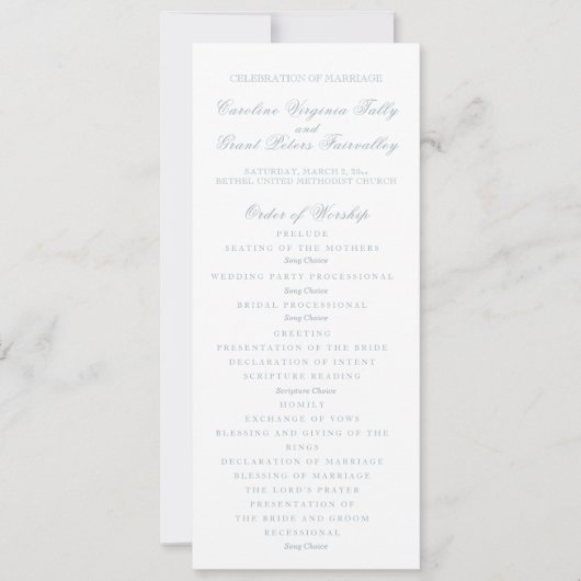 Klassiek Ceremonieprogramma  Kaart (Voorkant)