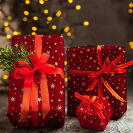 Klassiek Chic Elegante Gouden Zilveren Rode Kersts Inpakpapier Vel