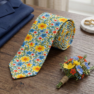 Klassiek Chic Kleurrijke Bladeren Bloemmotief Stropdas