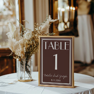 Klassiek Chocolade Bruin Retro Trouw Tafel Nummer Kaart
