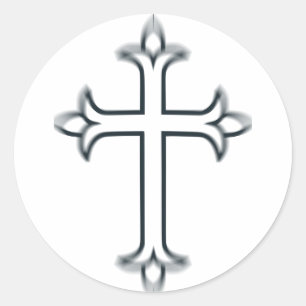 Klassiek Christelijk Kruis Minimalistische Kunst Ronde Sticker