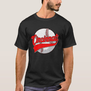 Klassiek Cincinnati stadsgezicht honkbal  Heren Da T-shirt