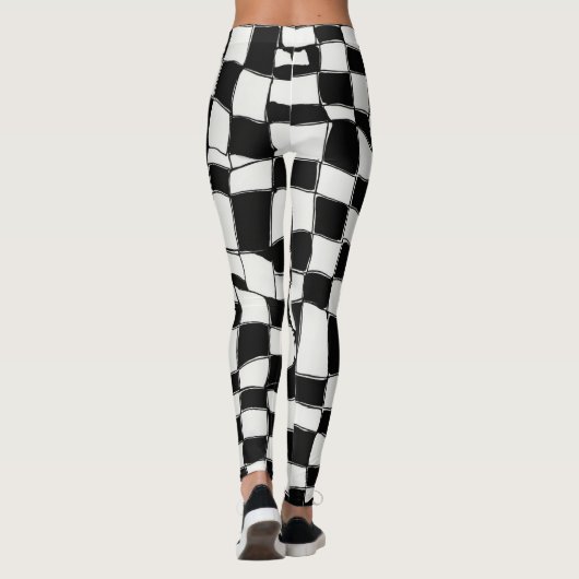 "Klassiek contrast: zwart-wit vierkant ontwerp" Leggings (Achterkant)