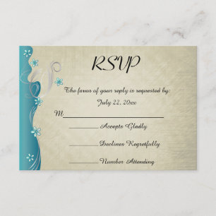  klassiek curvy ontwerp   Turkoois RSVP Kaartje