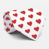 Klassiek Cute Chic Rode Harten op Wit Stropdas (Opgerold)