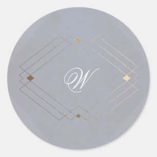 Klassiek Deco Goud Vintage Grijs Kalligrafie Bruil Ronde Sticker