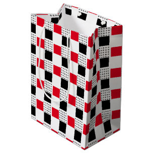 klassiek decoratief rood zwart-wit checkboard medium cadeauzakje
