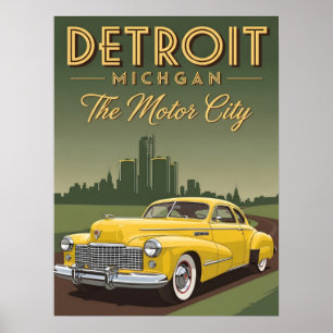 Klassiek Detroit Michigan de motorstad Poster